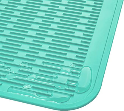 Silicone Dish Drying Mat for Multiple Usage,Easy clean,Eco-friendly,Heat-resistant Silicone Mat for Kitchen Counter or Sink,Refrigerator or Drawer Liner Mint XL 18 inches x 16 inches