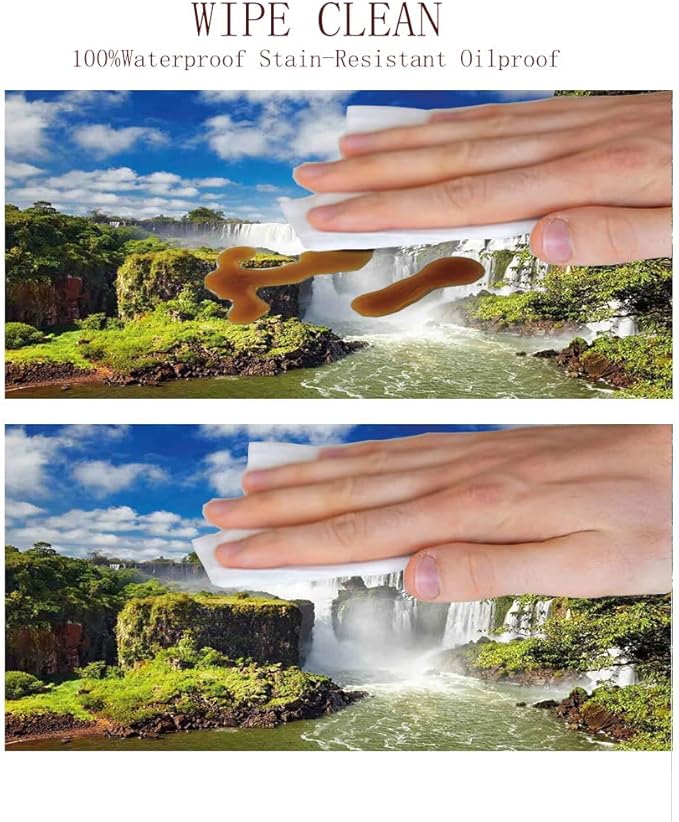 Round Edge Closing Tablecloth, Landscape Elastic Edged Tablecloth, Majestic Waterfall River Argentinean Falls Natural, Fit Round Tables 28inch Diameter, for Dining Room/Party/Banquet Decoration