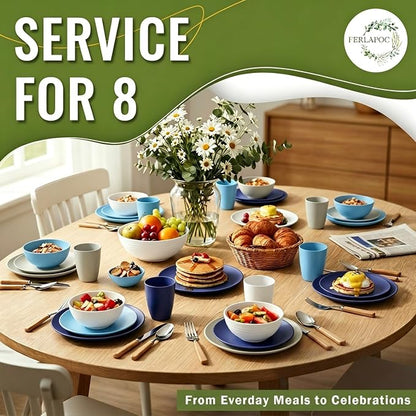 Dinnerware Set 40 PCS Wheat Straw Dishes Set - Image 7
