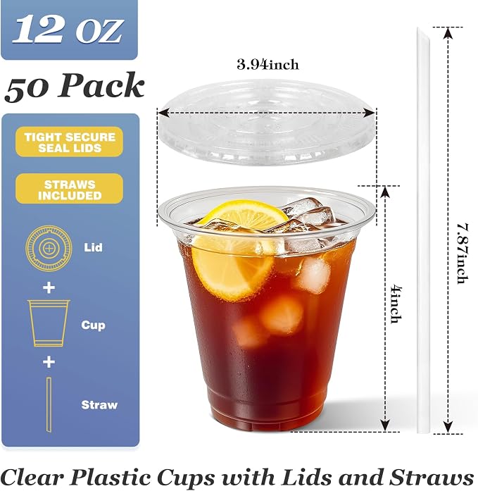 Charmount 50 Sets- 12 oz Clear Plastic Cups - Image 2