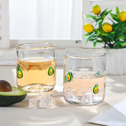 SiliFine 2 Pcs Avocado Icon Juice Glasses - 14oz Avocado Stemless Wine Drinking - Image 2