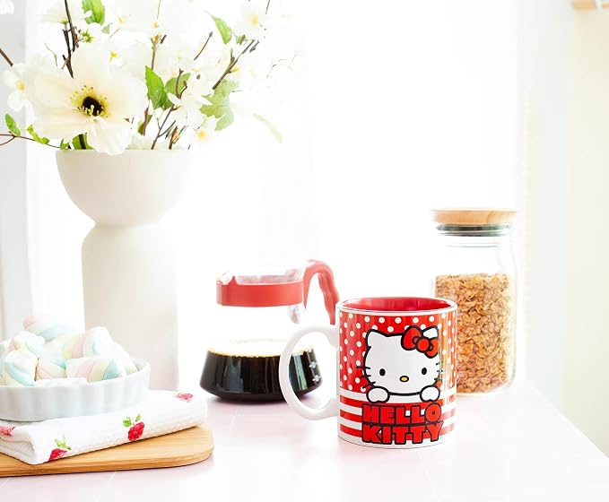 Silver Buffalo Sanrio Hello Kitty Red White Polka Dot, Ceramic Mug, 20oz | 0.59 - Image 8