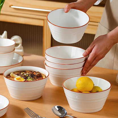 Ceramic Bowls Set of 6, 27oz Deep Soup Bowls - Image 3