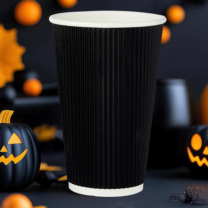 JollyPack Disposable Paper Coffee Cups, 16 oz, 60 Pack, Insulated Ripple Wall - Image 5