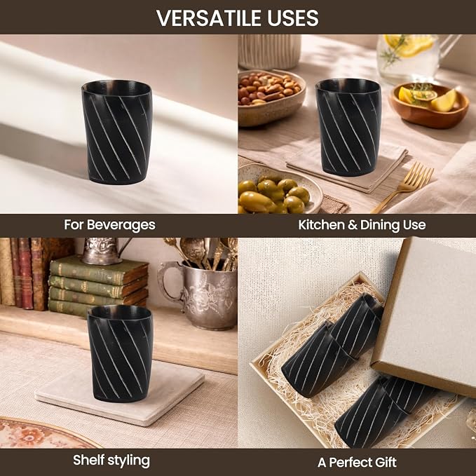 Handicrafts Home Viking Horn Shot Glasses Set of 8, Handmade Natural Ox Horn - Image 4