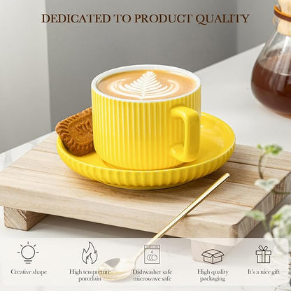 8 Ounce Cappuccino Cups Set of 4, Latte Mugs - Image 6