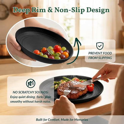 Wheat Straw Plates Sets 8 PCS Unbreakable Plastic Plates - Image 4