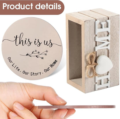 Queekay Coasters Set of 6 House Warming Gifts New Home Wooden Farmhouse Drink - Image 3