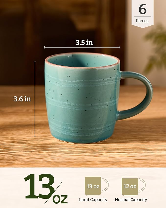 famiware Coffee Mugs Set of 6, Meteor 13 oz Ceramic Mug Cup Set - Image 4