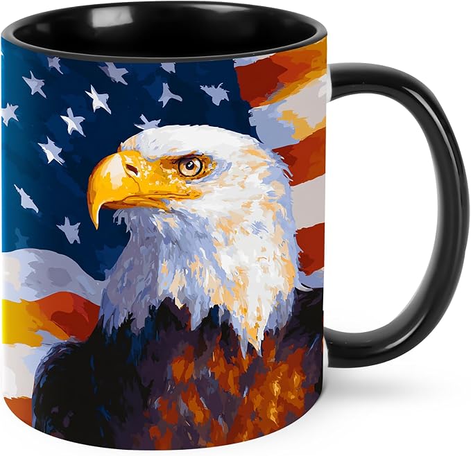 Yrebyou Eagle USA Flag Coffee Mug 11oz Ceramic Cup by Yrebyou