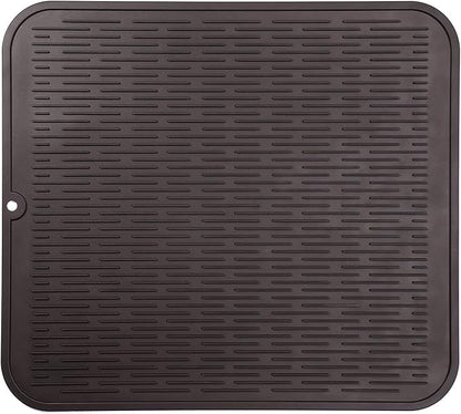 Silicone Dish Drying Mat for Multiple Usage,Easy clean,Eco-friendly,Heat-resistant Silicone Mat for Kitchen Counter or Sink,Refrigerator or Drawer Liner Coffee 2XL 24 inches x 18 inches