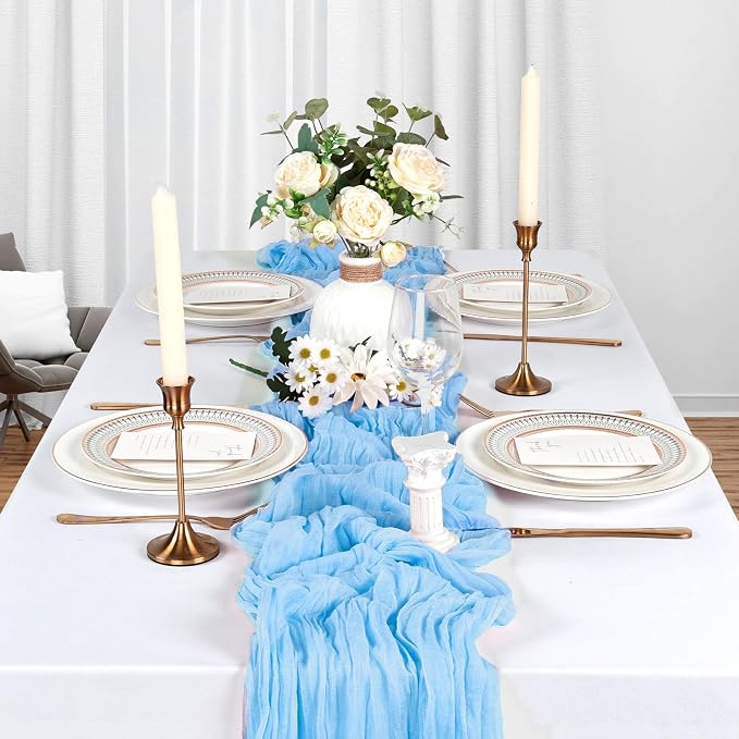10 Pack 17 x 108 Inch Baby Blue Table Runner Cheesecloth | Gauze Cheese Cloth - Image 3