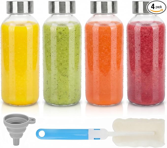 Zukro Glass Water Bottles with Stainless Steel Lids 12 oz, BPA Free 100% Leak by ZukroDrinkware