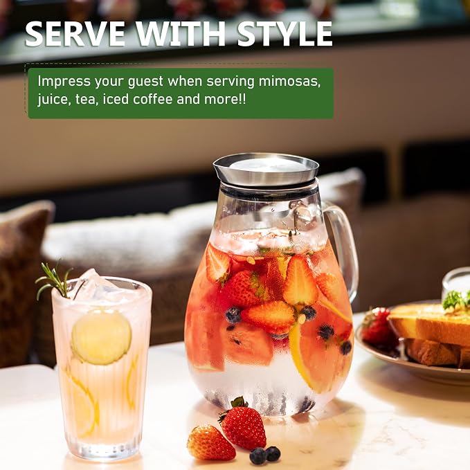 SUSTEAS 2 Liter 68oz Glass Pitcher - Image 6