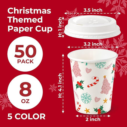 Fit Meal Prep 50 Pack 8 oz Christmas Disposable Coffee Cups - Image 2