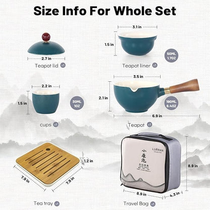 LURRIER Porcelain Chinese Gongfu Tea Set, Portable Teapot Set - Image 2