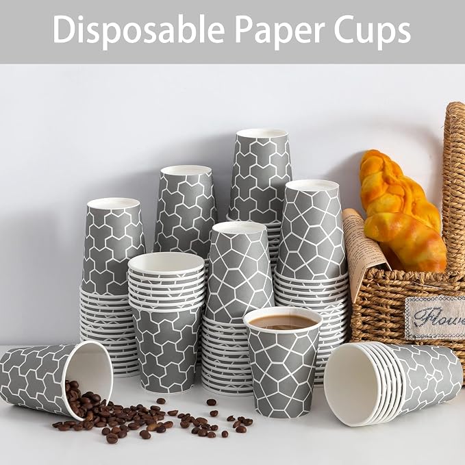 Coffee Cups 12 oz Paper Cups, Disposable Coffee Cups, 12 oz Hot/Cold Cups - Image 3