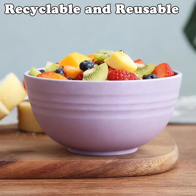 Unbreakable Wheat Straw Cereal Bowls Set of 4, 24 OZ Microwave and Dishwasher - Image 4