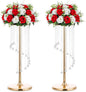 Nuptio 2 Pcs 27.6inch Tall Wedding Centerpieces Gold Vases Crystal Flower Vase Metal Flowers Stand for Party Tables Decorations - Elegant Bulk Weddings Decoration Table Chandelier Centerpiece Stands