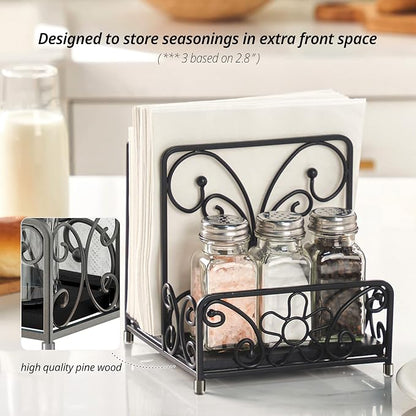 Napkin Holder with Salt and Pepper Caddy, Metal Table Dispenser | Dinner Napkins - Image 3