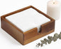 Acacia Lunch Napkin Holder 7.8 x 7.8 inches for Dining Table and Kitchen – Napkin Dispenser Made from Brown Acacia Wood – Premium Quality Feel for Dessert Beverage Party Dinner Luncheon Bar Table