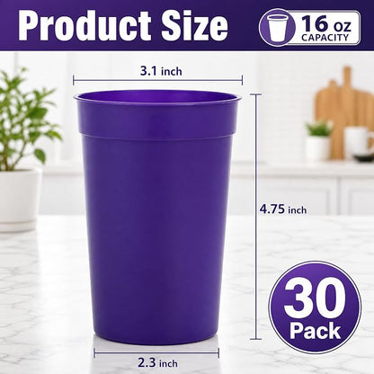 Fasmov 30 Pack 16 oz. Plastic Cups Plastic Tumblers Blank Reusable Drink - Image 2