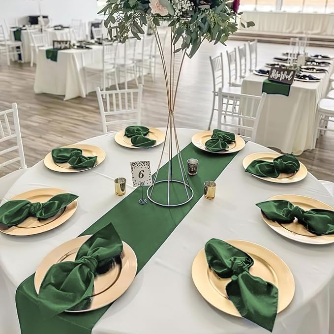 Forest Green Satin Table Runners 10 Pack 12x108 inch Silk Smooth Fabric | - Image 7