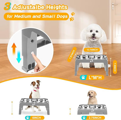 COMESOON Elevated Dog Bowls for Small Medium Dogs, 3 Height Adjustable Raised - Image 2