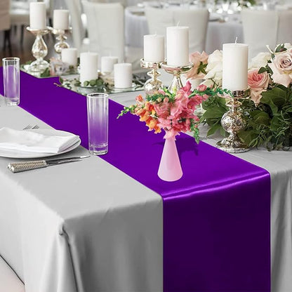 10 Pack Satin Table Runner Purple Satin Bright and Smooth Silk Table Runner | - Image 6