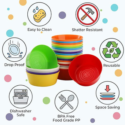 Frcctre 24 Pack Kids Plastic Bowls, 11 Oz Unbreakable Children Bowls Set - Image 3