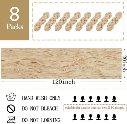 8 Pack Beige Cheesecloth Table Runner 20 x 120 inch Gauze Table Runners 10 FT - Image 2