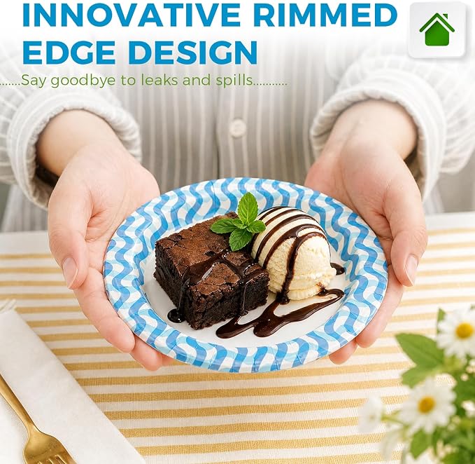 Ginkgo 6 Inch Paper Plates 500 Pack, Disposable Dessert Plates | Small Heavy - Image 3