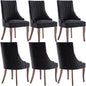 mikibama Linen Dining Chairs Set of 6 Channel Tufted Kitchen Dinner Chair Comfy Fabric Upholstered Accent Chair for Dining Room with Solid Wood Legs (Black 6pc)
