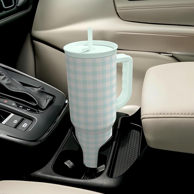 SANDJEST Mint Gingham 40oz Slider Tumbler - Image 8