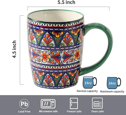 HASENSE Coffee Mugs, 15 OZ Coffee Cups Ceramic Set of 4 - Image 3