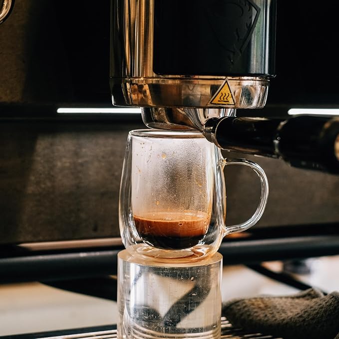 Wlasss Espresso Cups, 7.4oz/210ml Double Walled Glass Coffee Mugs Set of 4 - Image 4