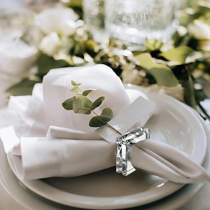 Set of 12 Heavy Crystal Glass Napkin Rings, Bridal Shower, Engagement Party & - Image 5