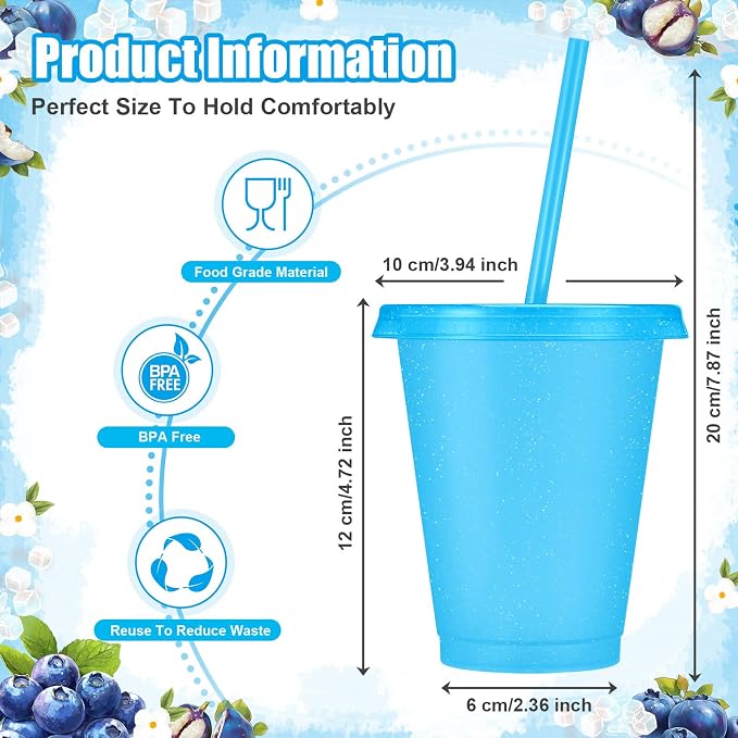 24 Pcs Plastic Tumblers with Lids and Straws, Reusable Cups with Lids Plastic - Image 2