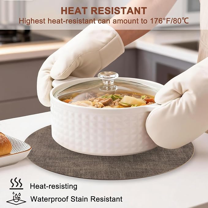 Round Faux Leather Placemats and Coasters, Reversible Heat Resistant Non-Slip - Image 2
