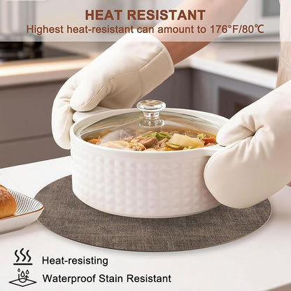 Round Faux Leather Placemats and Coasters, Reversible Heat Resistant Non-Slip - Image 2