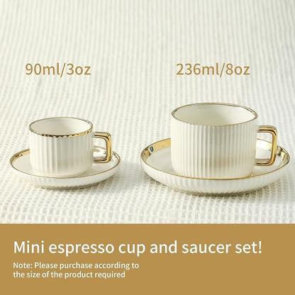 LETAOTAO Espresso Cups Set of 4, 3oz Espresso Cups and Saucers | Ceramic Coffee - Image 3