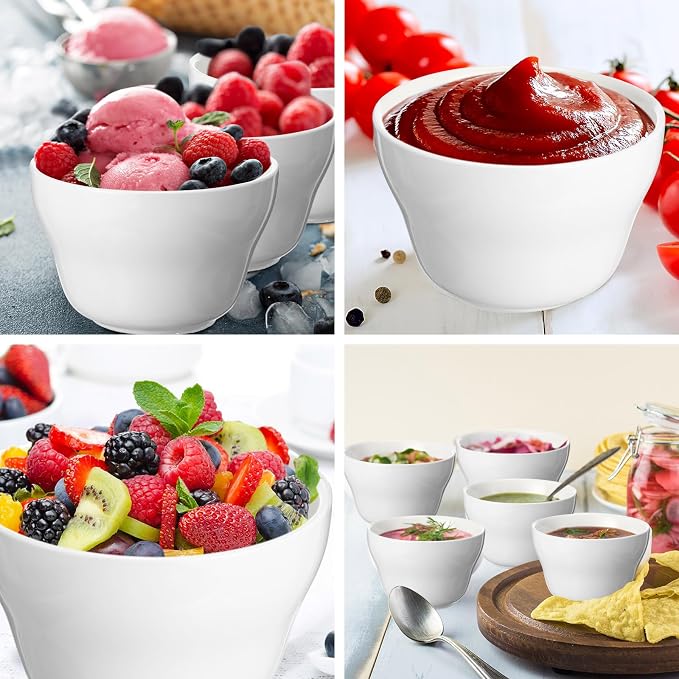 Patelai 18 Pack 8 oz White Ceramic Soup Bowls Soup Cups Porcelain Broth Cups - Image 6