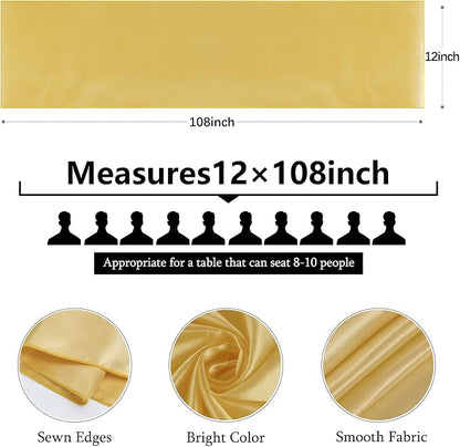 Light Gold Satin Table Runners 10 Pack 12x108 inch Silk Smooth Fabric | Bright - Image 2