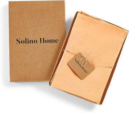 Solino Home Linen Napkins Set of 4-100% Pure Linen Peach Dinner Napkins Cloth 20 x 20 Inch for Valentines, Spring, Easter - Fete, Handcrafted and Machine Washable