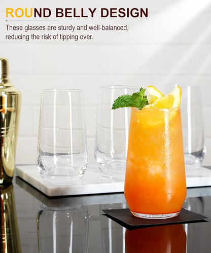 Drinking Water Glass Cups Set, Crystal Clear tall Glass cups set of 6 - Image 7