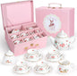 Porcelain Tea Set for Girls, Tea Party Set for Little Girls, Kids Tea Set by iAOVUEBY