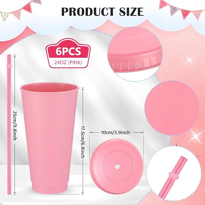 Uiifan 6 Pcs 24 oz Reusable Tumbler - Image 2