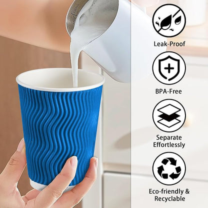 Lamosi 500 Count 8 oz Insulated Coffee Cups, Disposable Paper Cups No Lids | - Image 5