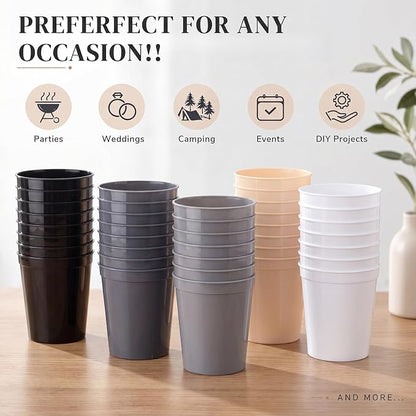 Yungyan 50 Pack, 16 oz Stadium Cups Reusable Plastic Cups, Neutral Colors - Image 4