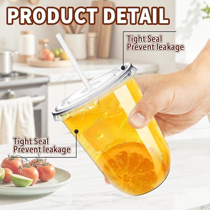 Alaeseje 100 Pack 16 oz Clear Plastic Iced Coffee Cups - Image 3